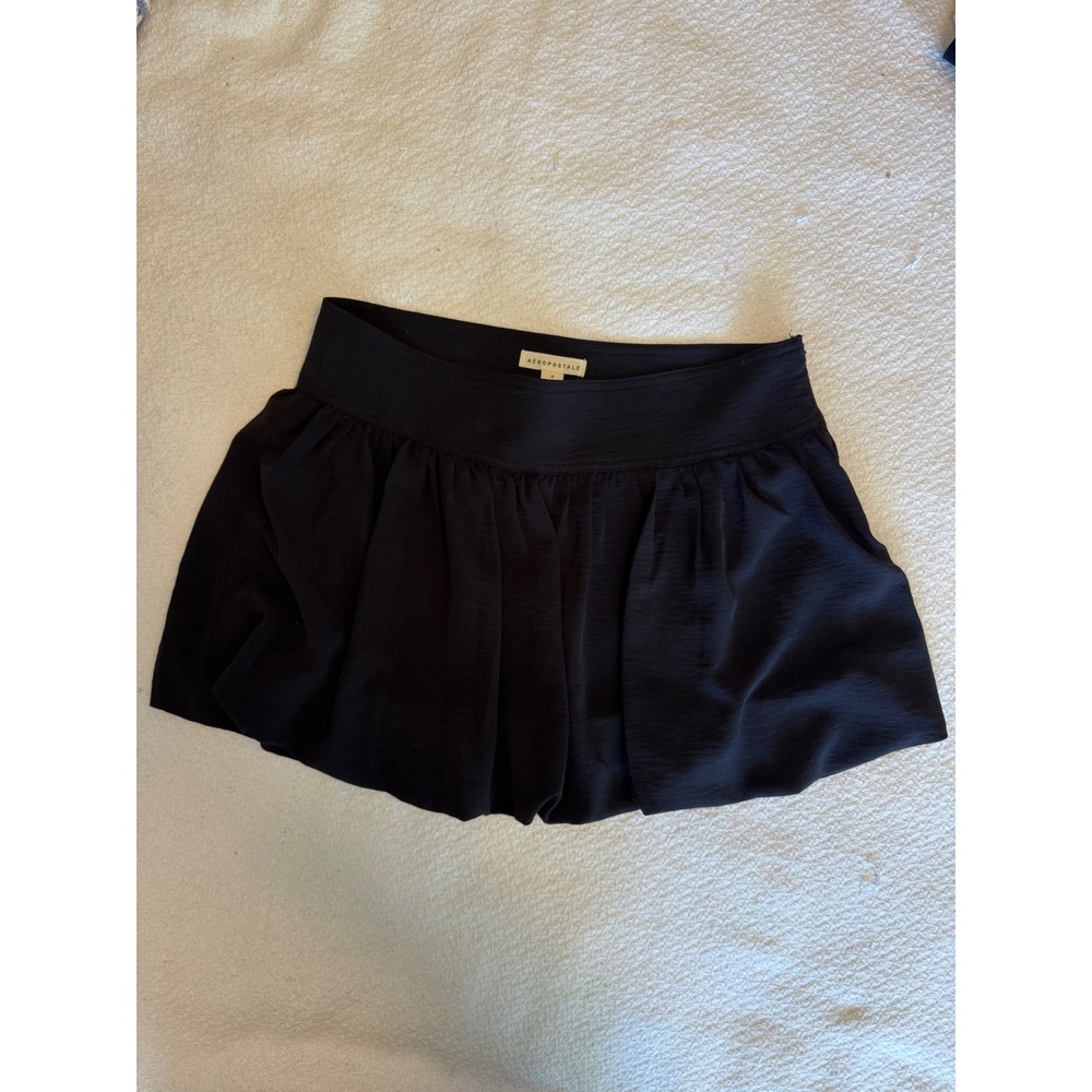 Aeropostale Womens Black Pleated Mini Skirt Size M Skater Flare Casual Flowy